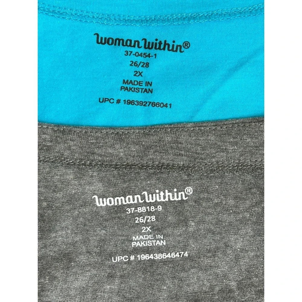 NWT Woman Within 2X T-Shirt Bundle Turquoise Blue Heather Gray Boatneck Tops - Picture 5 of 8